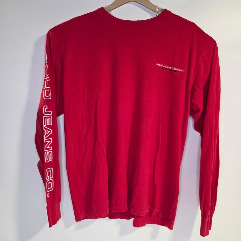 Polo Ralph Lauren Red Long Sleeve TShirt Polo Jeans Co. Vintage Y2K 90s Large